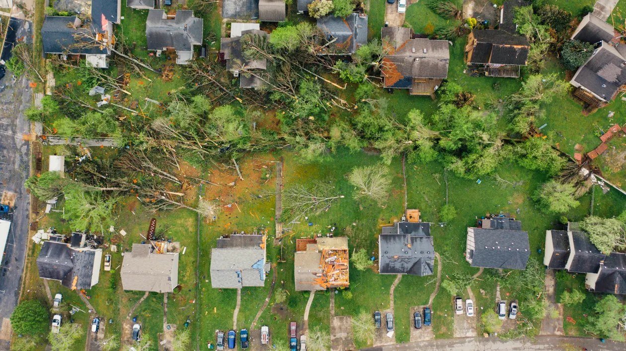 Storm damage roof repair Texas – storm-damaged roofs after hail